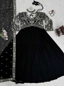 Nouvelle Collection Nouveau Fil Anarkali Faux Georgette Avec Séquence Broderie Robe De Travail Avec Dupatta Entièrement Cousu Prêt à Porter - Product Image 2