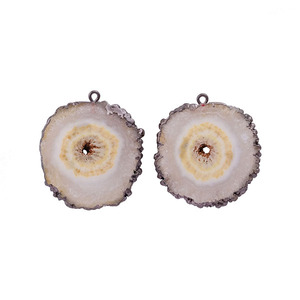Nuevo diseño, pendiente de cuarzo solar Chapado en negro, piedra preciosa, fianza única, Conector de pendiente de forma redonda hecho a mano, joyería para amigo - Product Image 5
