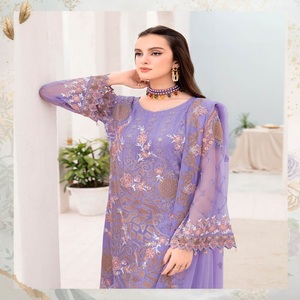 Vestidos de fiesta paquistaníes de 3 piezas de la colección de gasa Ramsha Vol para mujeres para festivales y bodas ropa india y paquistaní - Product Image 6