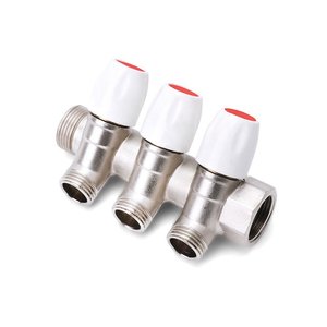 Colector Sanitario Inclinado de Latón Niquelado HM 3/4 X 1/2 de 2, 3 o 4 Vías con Válvulas de Cierre, Garantía de 3 Años para Agua - Product Image 2