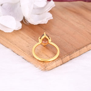 Tourmaline naturelle pierre précieuse solide 925 argent Sterling jaune plaqué or à la main bague de réglage de broche grand-mère cadeau bague bijoux - Product Image 6