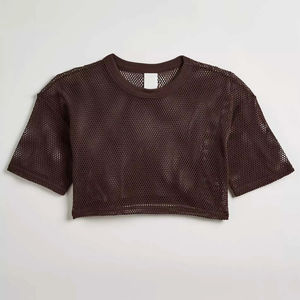 Suéter personalizado de manga corta para mujer, Jersey de algodón Jacquard con letras, Jersey superior para mujer - Product Image 1