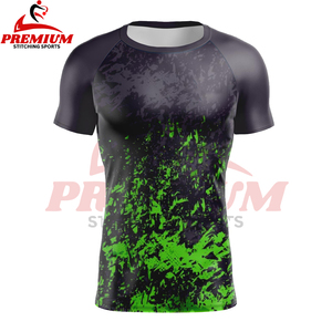 Venta al por mayor de manga corta de compresión Fitness gimnasio camisas personalizadas sublimadas BJJ Rashguard camisas para hombre MMA Rash Guard - Product Image 3