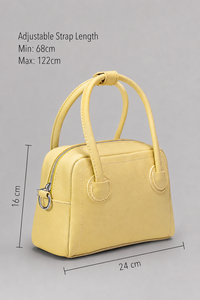 Custom Logo Women's Yellow <b>Mini</b> Handbag Vegan Leather Boston Purse Crossbody Tote Bag - Product Image 5