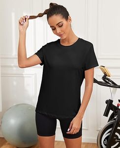 Camiseta de Yoga para mujer, camiseta de manga corta de verano para gimnasio, Top para correr, blusa de entrenamiento transpirable holgada, ropa deportiva femenina, ropa de Fitness - Product Image 2