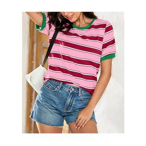 Été Eco-Friendly Respirant Anti-Rides Confortable OEM Service Yarn Dyed Women's 100% Cotton Short Sleeve Neck Shoulder - Product Image 4