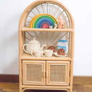 El más vendido 2024 Boho Rattan Nursery Decor Rattan Sunrise Shelf Natural Rattan Kid Shelf para Kid Handmade Hold Item - Product Image 2