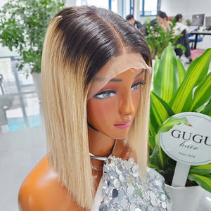 100% vietnamien luxe 10 pouces sans colle perruque personnalisé Ombre 613 couleur cheveux humains produits de cheveux naturels pour les femmes noires - Product Image 3