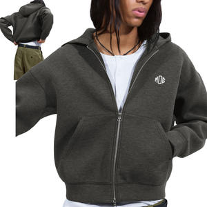 Sweat à capuche streetwear tendance pour homme en coton 400-500 g/m², coupe ample, personnalisable, zippé, court, fabricant OEM de mode USA - Product Image 1