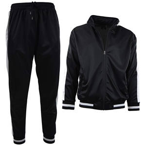 Custom Plus Size Men's Sports <b>Jogger</b> Sets <b>Oversize</b> Heavyweight French Terry Striped Hoodie and Sweatpants 2 Piece Set - Product Image 2