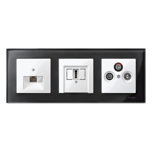 Plaque centrale pour système SCHNEIDER ELECTRIC M avec ouverture carrée, blanc polaire brillant MTN296019, prises et fiches - Product Image 1