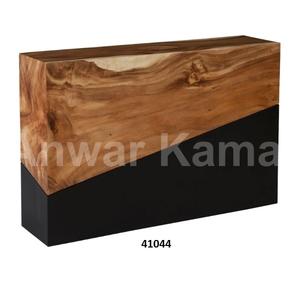Muebles de lujo para el hogar, mesa auxiliar con Base de cristal con tapa de madera para el hogar, muebles de sala de estar, decoración, uso de mesa auxiliar, aspecto moderno - Product Image 2
