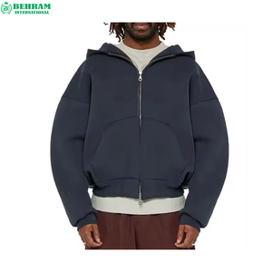 Custom Vintage Red Unisex Zipper Hoodies Regular Fit Drop Shoulder Thermal Polyester/Cotton French Terry 400 Grams Hooded - Product Image 2