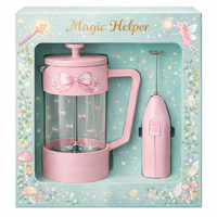 Cafetière à piston rose mignonne WS avec mousseur à lait, coffret cadeau, logo personnalisé, ensemble de vente en gros, modèle WS-T102ST