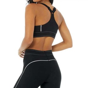Último diseño gimnasio Fitness Yoga desgaste conjuntos de Yoga sin espalda entrenamiento cintura alta gimnasio Fitness Leggings conjuntos Yoga Crop Top conjuntos de mujer - Product Image 3