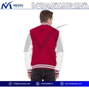 แจ็กเก็ตเลตเตอร์แมนคลาสสิกสำหรับผู้ชายตัวเสื้อขนสัตว์ระดับพรีเมียมแขนเสื้อหนัง PU แผ่นปะตามสั่งซับในให้ความอบอุ่นและสวมใส่สบาย - Product Image 4