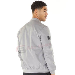 Blouson aviateur High Street à logo personnalisé pour hommes, coupe ajustée, col montant avec ceinture élastique et poches zippées - Product Image 4
