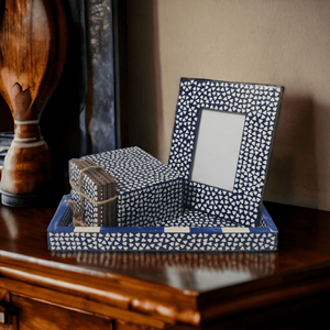 Eco-Friendly Blue & White <b>Small</b> Inlay Resin and MDF Rectangular <b>Photo</b> <b>Frame</b> at Factory Price for Home & Anniversary Party Gifts - Product Image 4