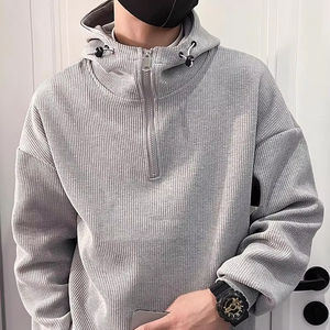 Sweat à capuche zippé imprimé bouffant blanc grande taille sweats à capuche zippés sweat à capuche zippé coupe surdimensionnée coton broderie Logo - Product Image 1