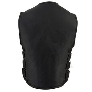 เสื้อกั๊กขนแกะแท้สำหรับผู้ชาย, เสื้อโค้ทหนังสีน้ำตาลและดำสไตล์นักบินแจ็คเก็ตสไตล์ลำลองระบายอากาศ - Product Image 3