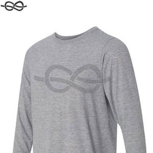 T-shirt à manches longues personnalisable pour homme, en polyester/coton tissé, séchage rapide, compression, taille 2XL, gris sport, pour la salle de sport - Product Image 2