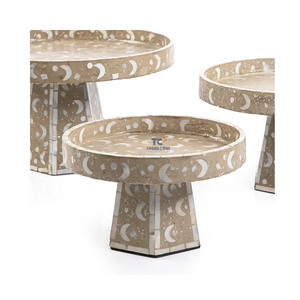 Support à gâteau artisanal vietnamien avec incrustation de nacre, élégant plateau de service en coquille de capiz, adapté pour le Ramadan et l'Aïd - Product Image 2