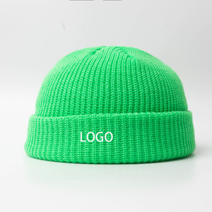 Acrylic <b>Ribbed</b> Beanie Cap Plain <b>Knit</b> Winter Hat Fold <b>Knit</b> Warm Beanie Hat For Women Logo On demand Soft cap For men - Product Image 2