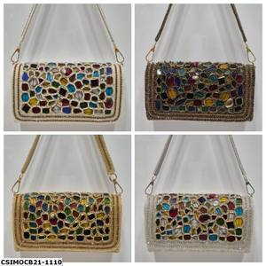 Bolso de mano de diseñador para mujer, elegante, estilo étnico, nupcial, para boda, de algodón, accesorio de moda - Product Image 4