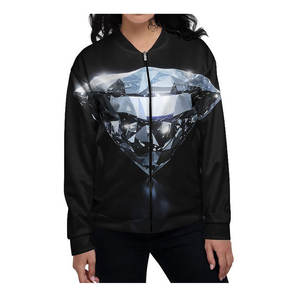 แจ็กเก็ตบอมเบอร์แขนยาวสำหรับผู้หญิงแจ็กเก็ตบอมเบอร์ผ้าซาติน - Product Image 1