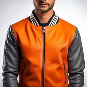 Vente en gros de veste baseball universitaire en toile de haute qualité avec broderie à col et logo personnalisé à l'avant - Product Image 6