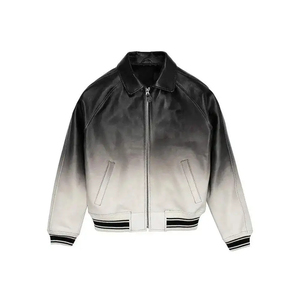 Custom <b>Men</b> Genuine <b>Leather</b> Varsity Bomber <b>Jacket</b> – Trendy Casual <b>Leather</b> Coat - Product Image 1