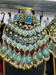 Ensemble afghan délicat en acier inoxydable pour femmes, détails ethniques colorés pour les tenues de mariée, les fêtes, les célébrations, artisanat culturel - Product Image 2