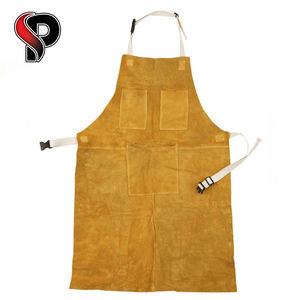 Best Quality Red Full Length Customized <b>Leather</b> Welding <b>Apron</b> Industrial Safety Highest Feature for Welder's Protection <b>Apron</b> - Product Image 5