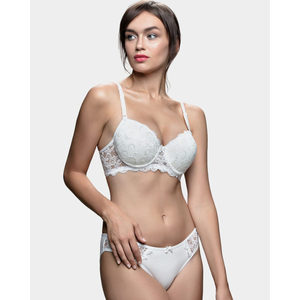 Ensemble de soutien-gorge en dentelle rembourré à armatures confortable pour femmes, taille XL, bonnet triangle, culotte une pièce, imprimé multicolore, logo, culotte - Product Image 4