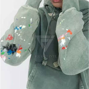 Vente en gros bas quantité minimale de commande meilleur style de sweats à capuche délavés à l'acide pour hommes basiques en coton mélangé sweats à capuche délavés à l'acide pour hommes - Product Image 5