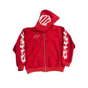 <b>Y2k</b> Winter Heavyweight 100% Cotton Fleece Zip-Up <b>Hoodies</b> Distress Embroidery Oversized Fit Customizable Design Zipper <b>Hoodies</b> - Product Image 1