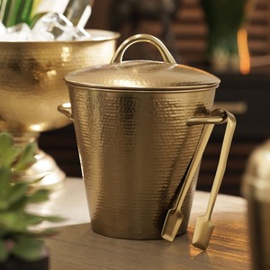 Popular Cubitera de Latón con Acabado Dorado Antiguo y Asa, Enfriador de Vino Metálico para Bar, Cubitera para Hielo - Product Image 2