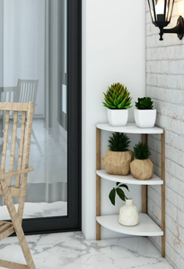 3-Tier Triangle Wooden Shelf <b>Unit</b> Corner <b>Storage</b> Shelf <b>for</b> Bathroom & Living Room - Product Image 5