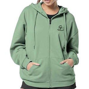 Sudadera con capucha de invierno de color personalizado para mujer Estilo de calle con bolsillo con cremallera 100% Fibra de Bambú - Product Image 2