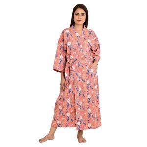 Kantha-Stitch 100% Cotton Reversible Long Kimono for Women Handmade Knitwear Soft Unisex Gift for Families - Product Image 1