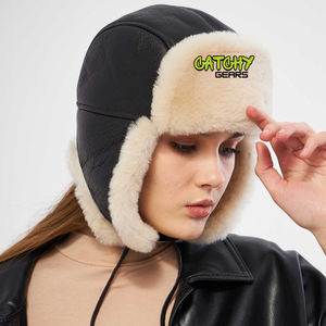   Chapeau d'aviateur en fausse fourrure d'hiver avec rabats d'oreilles, chapeau de vol chaud en cuir pour hommes et femmes - Product Image 5