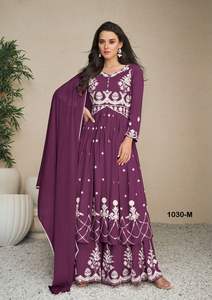 Último diseñador indio lakhnavi Sharara Kurti Plazzo mujeres vestido para boda bordado exportación proveedor mayorista de Surat - Product Image 6