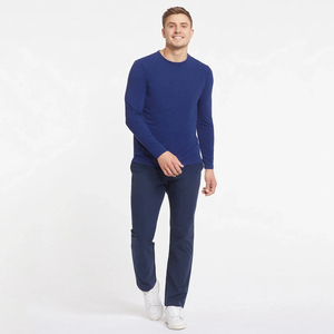 T-shirt décontracté d'été à manches longues pour homme, personnalisable, uni, coupe oversize, en coton - Product Image 2