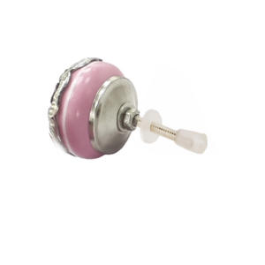 Tiradores de cerámica rosa de filigrana plateada marroquí, tiradores de cajón de armario, armario de dormitorio, tocador de cocina, comedor CK Industrial - Product Image 2