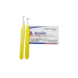 Pince à épiler professionnelle en acier inoxydable à pointe, couleur jaune, logo personnalisé, poignée en forme de cœur, pour extensions de cils, vente en gros - Product Image 4