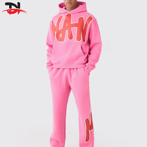 2025 dernière taille XXL imprimé conception solide pull ajusté à capuche survêtement respirant 100% coton polaire tissu hiver - Product Image 1