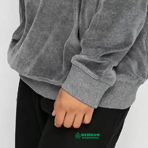 Sweat à capuche brodé à motif de flamme à manches longues de haute qualité, pull lavé à l'acide, pull à capuche pour hommes, hiver - Product Image 2