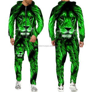 Survêtement personnalisé imprimé numériquement d'animaux Survêtements unisexes à capuche de meilleure qualité pour hommes Ensemble 2 pièces Ensembles de jogging - Product Image 1