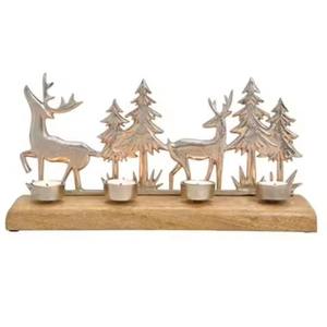 Base de madera de la mejor calidad con 2 portavelas de estrella plateada soporte de luz de té para uso navideño decoración de festivales portavelas - Product Image 4