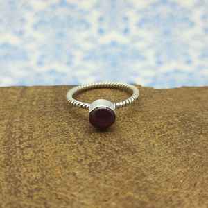 925 argent Sterling étoile rubis pierres précieuses fil torsadé anneau cadeau de noël forme ronde pierre fête porter des anneaux pour ses filles femmes - Product Image 2